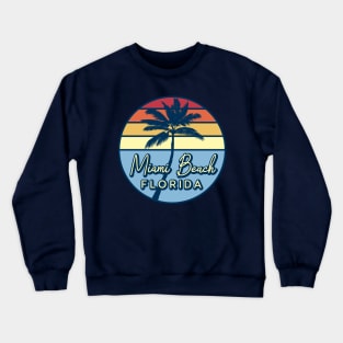 Miami Beach Florida Retro Sunset Crewneck Sweatshirt